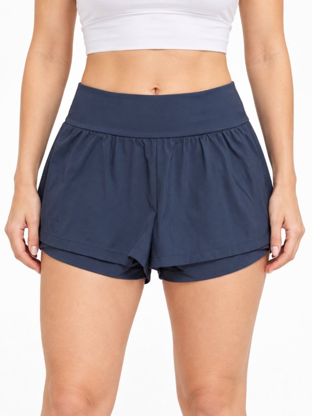 Halara Navy Blue High Waisted 2-in-1 Athletic Shorts Women’s M
